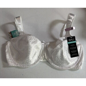 Bali Womens Satin Tracings Minimizer Underwire Bra Style 3562 White Size 38D NWT